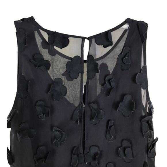 Nic + Zoe Top Womens Size XS Black Flutter Flower Sleeveless Romantic - Picture 4 of 7